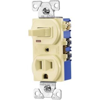 Cooper Wiring Devices Single Pole 15 Amp 3 Way Toggle Combination Switch with Receptacle Almond DISCONTINUED 274A SP L