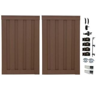 Trex Seclusions 4 ft. x 6 ft.  Saddle Brown Wood Plastic Composite Privacy Fence Double Gate with Hardware SDFGATEDBLKIT