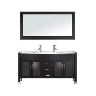 Virtu USA Ava 62.99 in. W x 21.65 in. D x 33.46 in. H Espresso Vanity With Stone Vanity Top With White Round Basin and Mirror MD 499 S ES