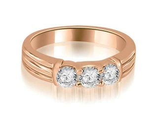 0.75 cttw. Prong Set Round Cut Diamond Wedding Band in 18K Rose Gold (SI2, H I)