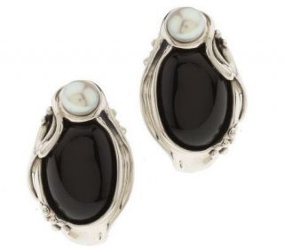 Hagit Gorali Sterling Onyx & Cultured Pearl Earrings —