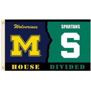 BSI Products NCAA 3 ft. x 5 ft. Michigan/Michigan State Rivalry House Divided Flag 95293