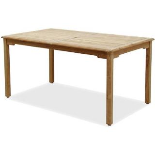 ia Maliana Teak Wood Rectangular Outdoor Table, Light Brown