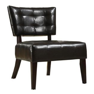 Oxford Creek  Armless Accent Chair in Dark Brown Faux Leather
