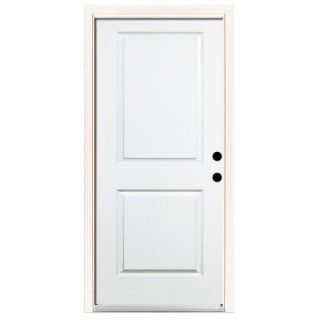 Steves & Sons Premium 2 Panel Square Top Primed White Steel Prehung Front Door with Brickmold DISCONTINUED 1020LH