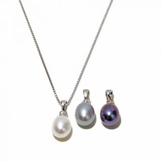 Imperial Pearls 8 9mm Cultured Freshwater Pearl Sterling Silver Set of 3 Pendan   7838691