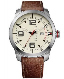 Tommy Hilfiger Mens Brown Leather Strap Watch 50mm 1791013   Watches