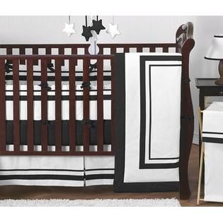 Sweet Jojo Designs  Hotel White and Black Collection 9pc Crib Bedding