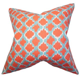 Welcome Geometric Orange Feather Filled 18 inch Throw Pillow