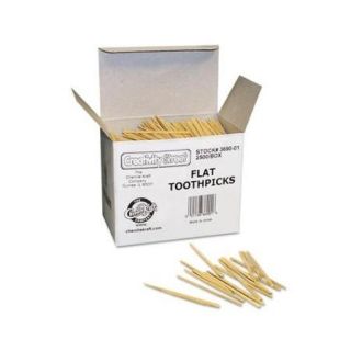 Chenille Kraft 369001 Flat Wood Toothpicks, Wood, Natural, 2500/Pack