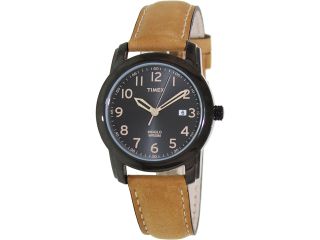 Timex Men's Elevated Classics | Black Case Tan Leather Dial Date | Watch T2P133