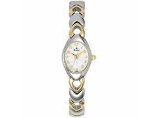 Bulova Women's 98V02 Silver Stainless Steel Quartz Watch with Mother Of Pearl Dial