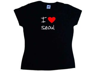 I Love Heart Seoul Black Ladies T Shirt