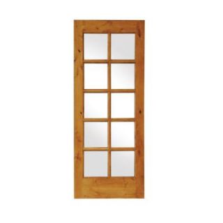 Krosswood Doors 36 in. x 80 in. Rustic Knotty Alder 10 Lite TDL Wood Stainable Interior Door Slab AE 4203680SLB