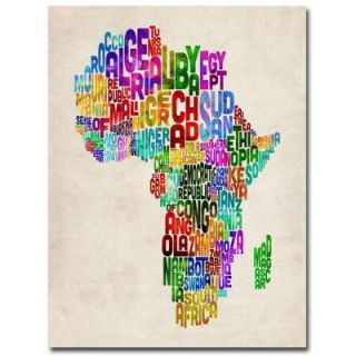 Trademark Fine Art 24 in. x 32 in. Africa Text Map Canvas Art MT0063 C2432GG