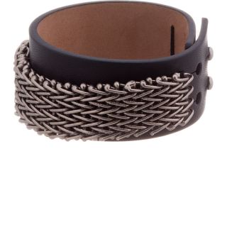 Lanvin Silver & Leather Chainmail Bracelet