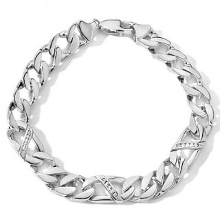 Absolute Figaro Link Diamond Accent Men's Bracelet   .22ct