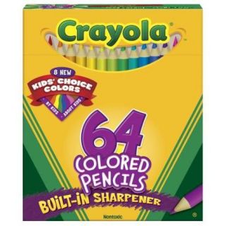 Crayola Colored Pencils 64 Count Kid's Choice Colors with Built in Sharpener   Short 3" Barrel (683364)