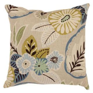 Pillow Perfect Decorative Beige/ Blue Tropical Floral Square Toss Pillow
