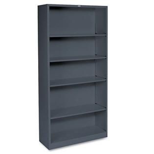 HON Metal Bookcase, 5 Shelves, 71h, Charcoal