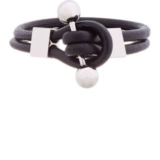 Givenchy Black Calfskin Cord Barbell Bracelet