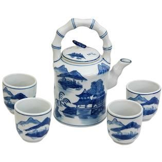 Oriental Furniture Landscape Blue & White Tea Set   Home   Dining