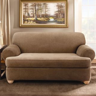 Sure Fit Stretch Stripe Two Piece Sofa T Cushion Slipcover