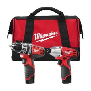 Milwaukee M12 12 Volt Lithium Ion Cordless Hammer Drill/Impact Driver Combo Kit (2 Tool) 2497 22