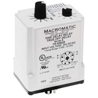 MACROMATIC TR 60628 Timer Relay, 30 min., 8 Pin, 10A, DPDT, 24V