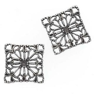 Antiqued Silver Plated Dapt Filigree Square Connector Links 16mm (2)