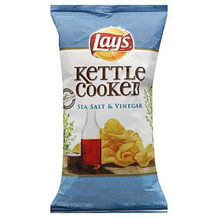 Lays  Kettle Cooked Potato Chips, Sea Salt & Vinegar, 8.5 g (240.9 g)