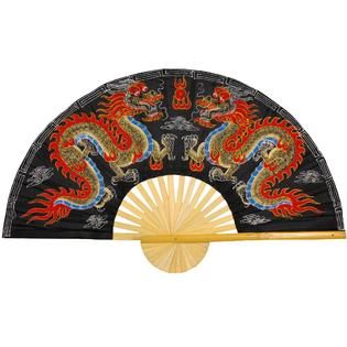 Oriental Furniture Black Dragons Wall Fan   (Size 60W x 35H)   Home
