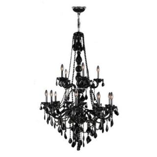 Worldwide Lighting Provence Collection 15 Light Chrome with Black Crystal Chandelier W83107C33 BL