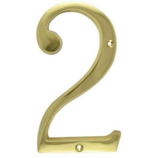 Copper Mountain Hardware 6 in. Polished Brass House Number 2 SLGH242US3