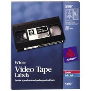 Avery Video Tape Laser/Inkjet Labels, 300 Face/300 Spine, White