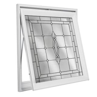 28.5 in. x 28.5 in. Decorative Glass Awning Vinyl Window   White DA2929CRFTWHVINYLSTNIK