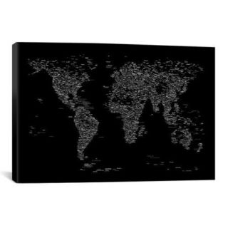 iCanvas Font World Map by Michael Tompsett Graphic Art on Canvas in Black