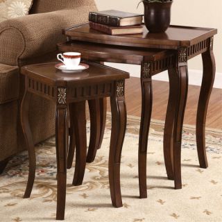 Warm Brown 3 piece Curved Leg Nesting Table Set