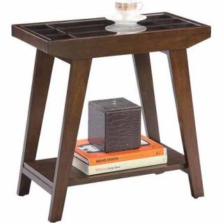 Traditional Espresso with Glass Side/End Table, 24"