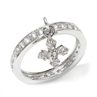 King Baby Jewelry .81ct CZ Cross Sterling Silver Charm Ring   7608947