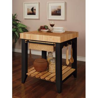 Powell Color Story Black Butcher Block Kitchen Island   Home