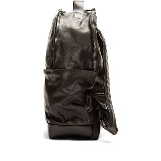 Marsèll Black grained leather minimalist backpack