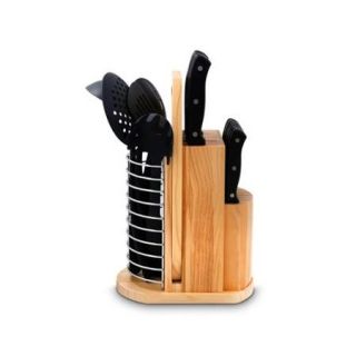 Purelife 18 Piece Carousel Knife & Kitchen Tool Set   18 Piece[s]   High Carbon Stainless Steel   Black (plcks 100b)