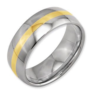 Titanium 14k Gold Inlay 8mm Polished Band Ring   Size 10.5   Jewelry