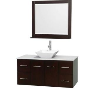 Wyndham Collection Centra 48 in. Vanity in Espresso with Solid Surface Vanity Top in White, Porcelain Sink and 36 in. Mirror WCVW00948SESWSD2WM36