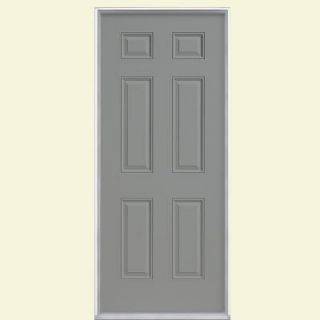 Masonite 32 in. x 80 in. 6 Panel Painted Steel Prehung Front Door with No Brickmold 34214
