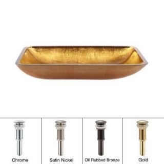 KRAUS Glass Vessel Sink in Golden Pearl with Pop Up Drain in Oil Rubbed Bronze GVR 210 RE ORB