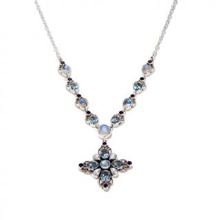 Nicky Butler 9.60ct Moonstone and Multigemstone Sterling Silver 17" Cross Neckl   7627750