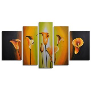 My Art Outlet Lilies By Evening Light 5 Piece Original Painting on Canvas Set
