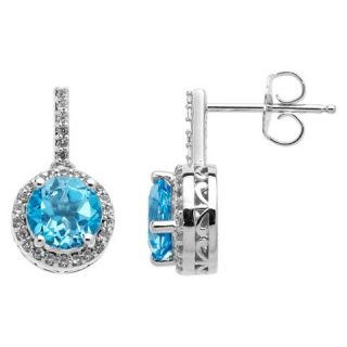 85 CT.T.W. Natural Blue Topaz Stud Drop Earrings with Accent 0.37 CT
